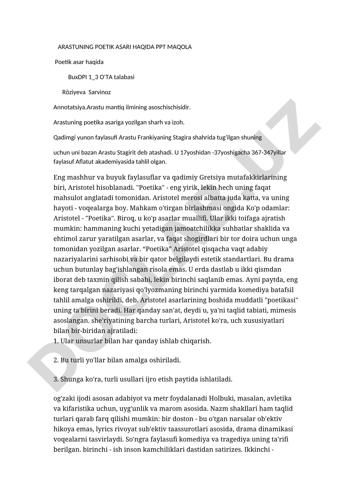 Arastuning poetik asari