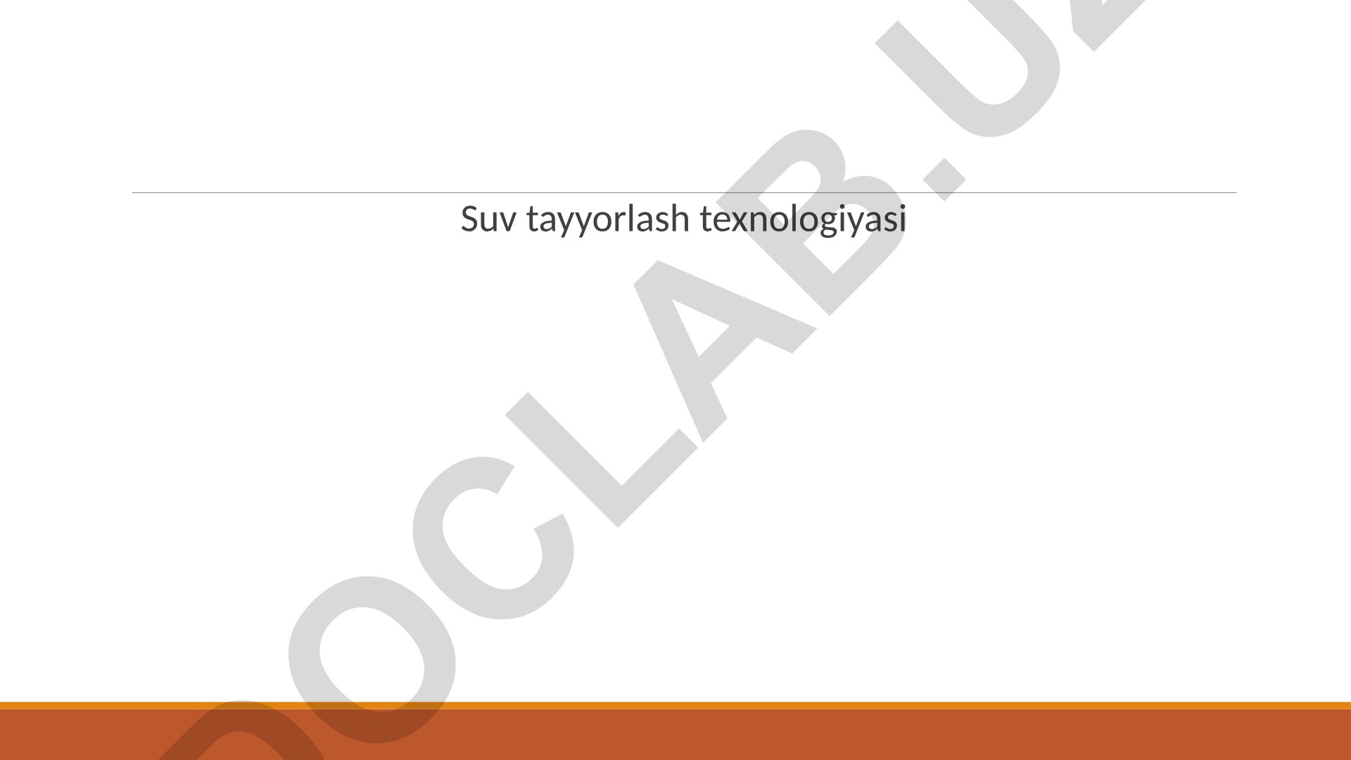 Suv tayyorlash texnologiyasi issiqlik elektr stansiyalarida