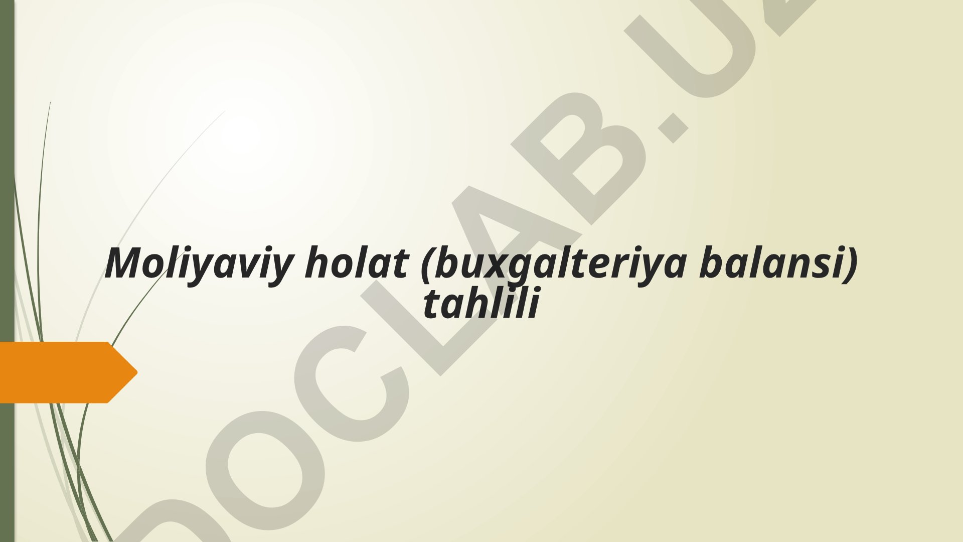Buxgalteriya balansi va moliyaviy holat tahlili