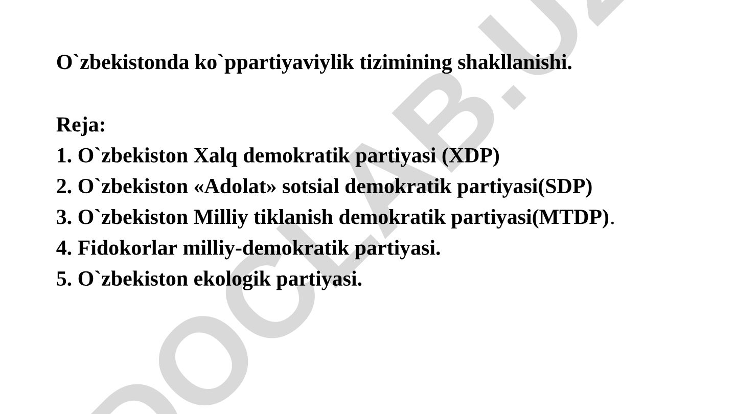 O'zbekistonda ko'ppartiyaviylik tizimining shakllanishi