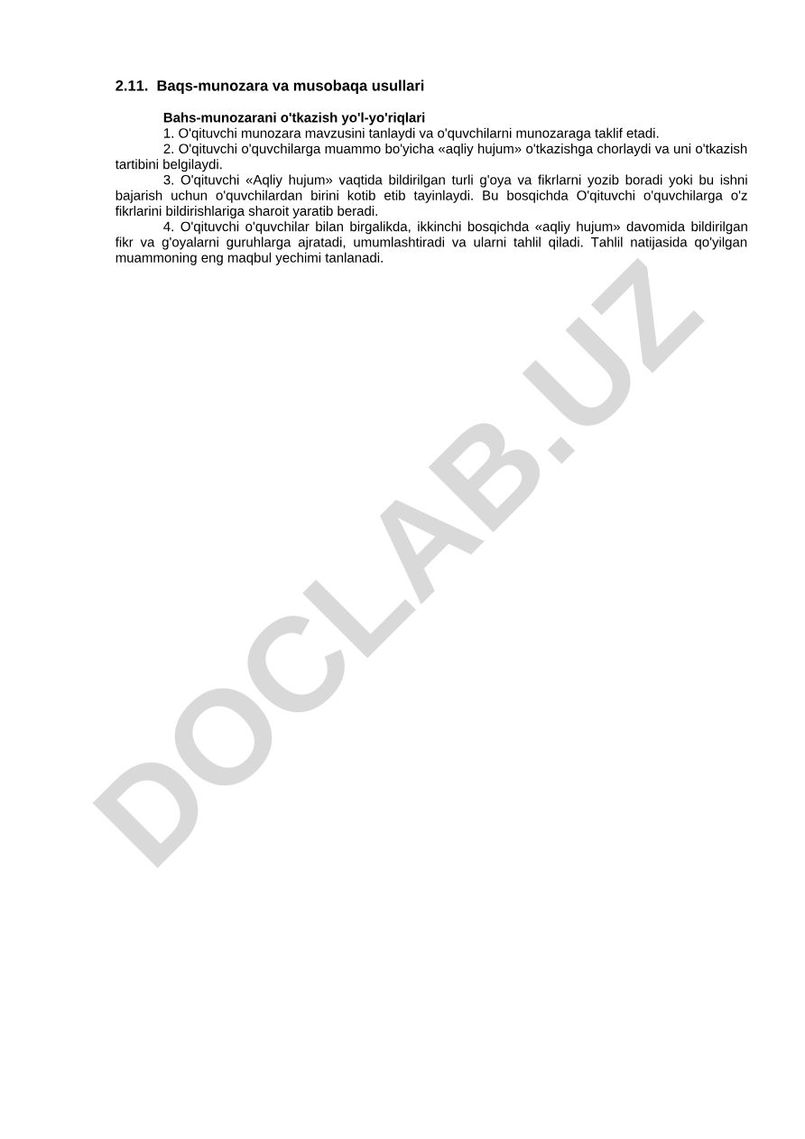 Ba'hs-munozara va musobaqa usullari