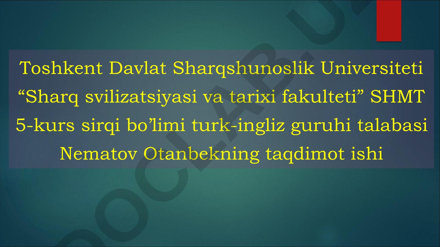 Toshkent Davlat Sharqshunoslik Universiteti talabasining taqdimot ishi
