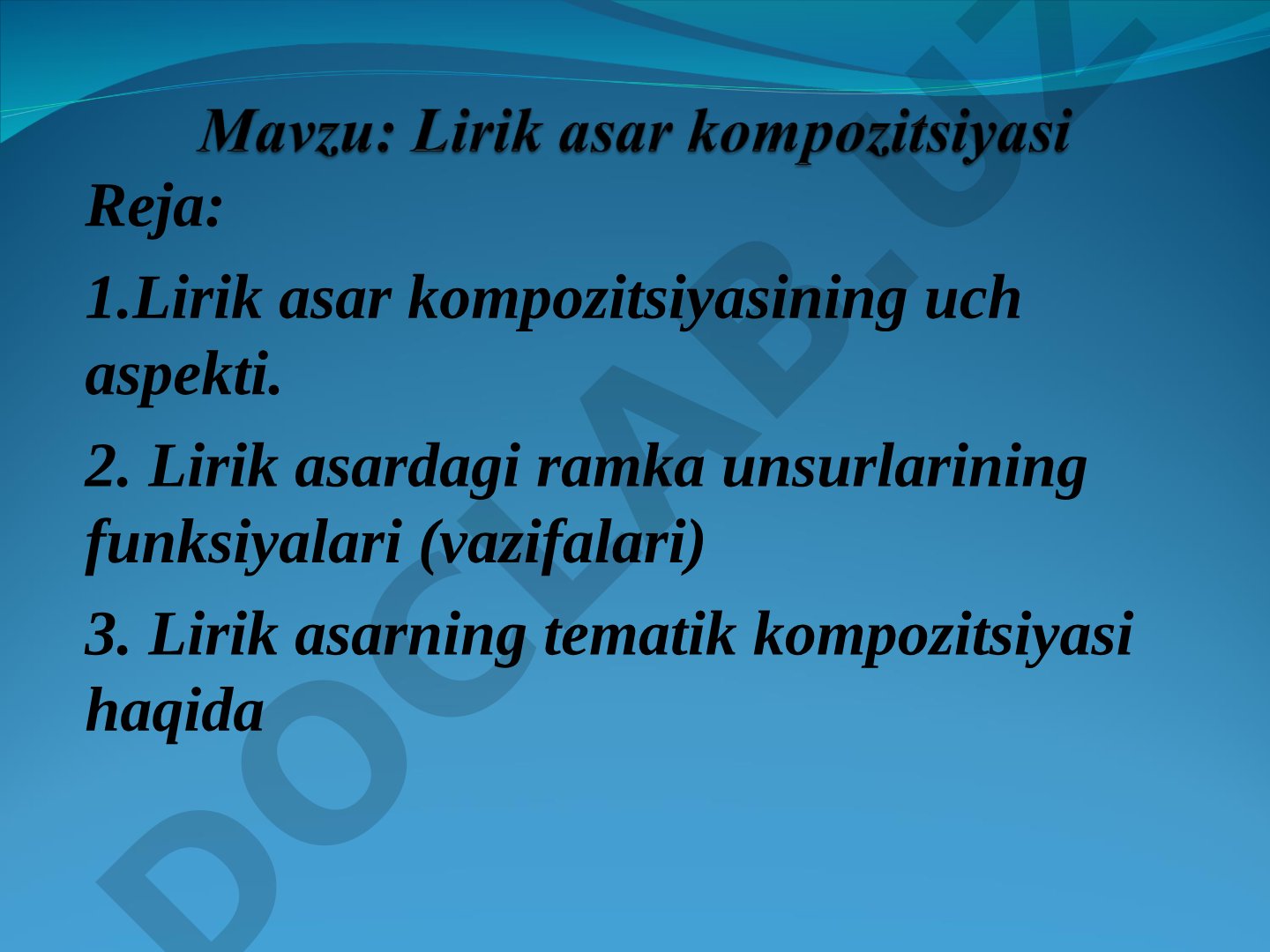 Lirik asar kompozitsiyasi