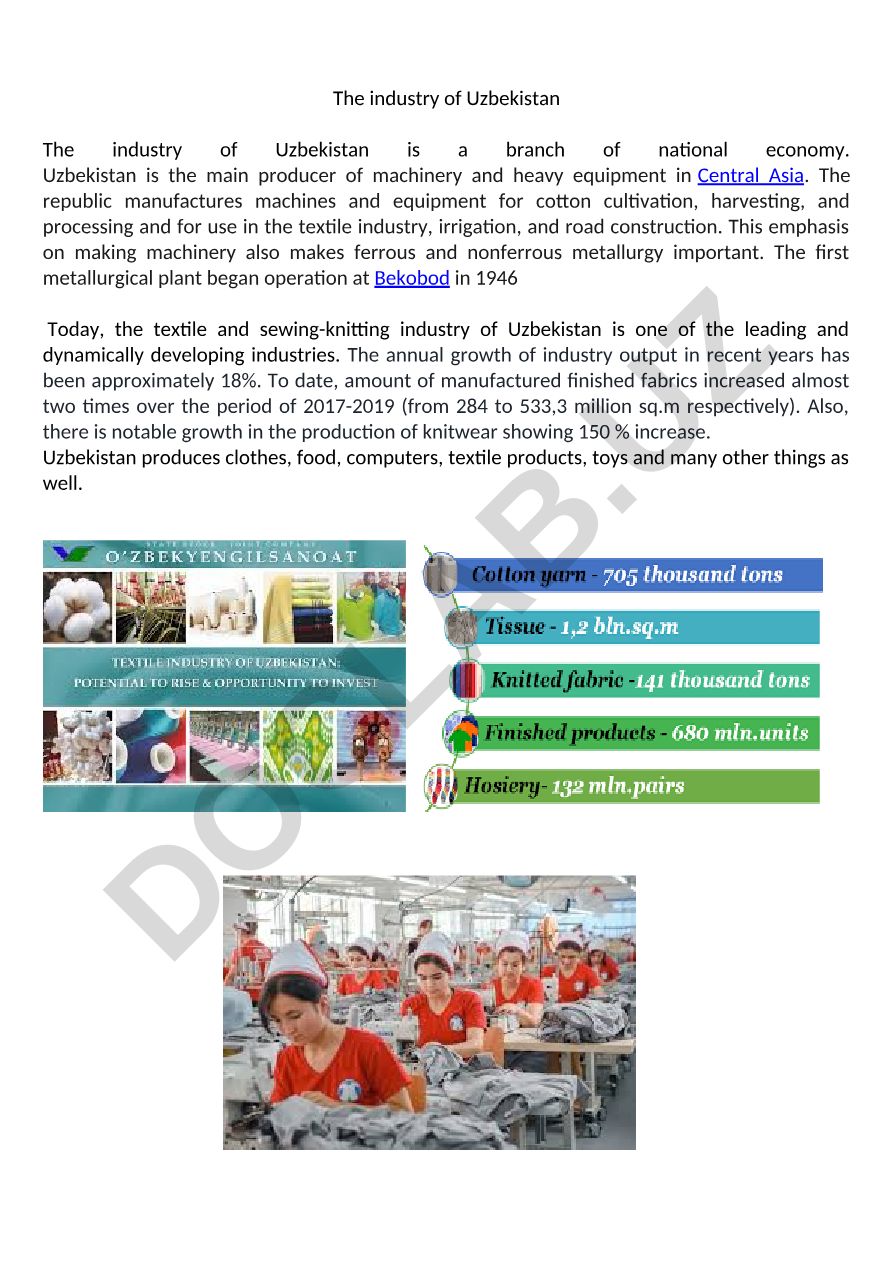 The industry of Uzbekistan