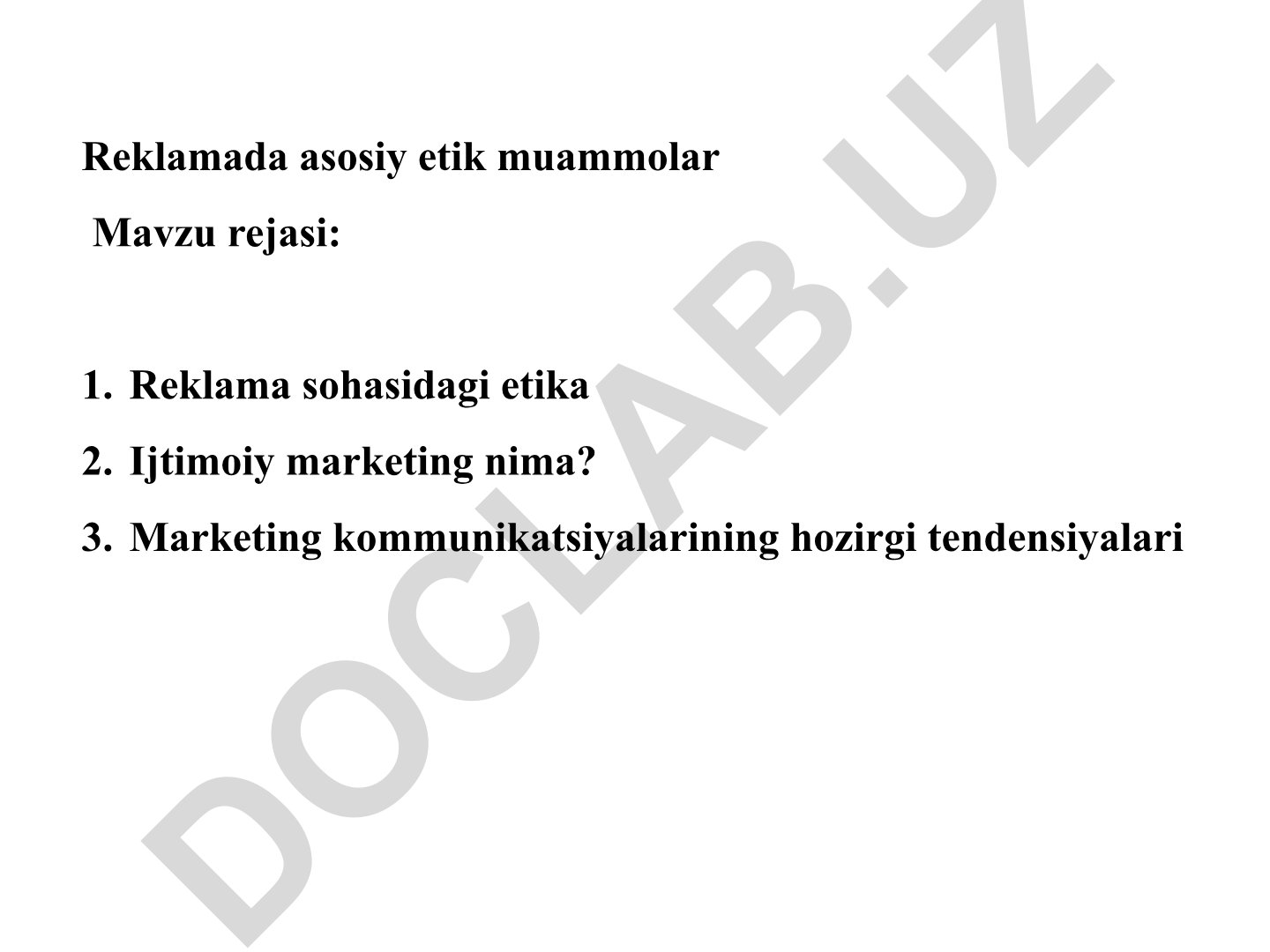 Reklamada asosiy etik muammolar va marketing amaliyotlari