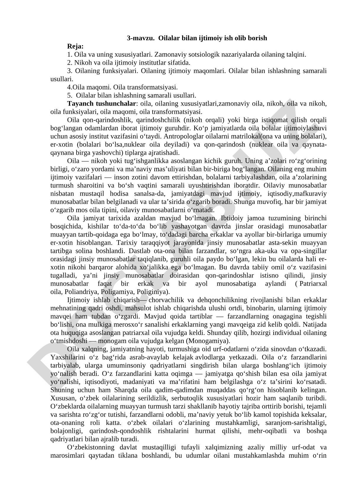 Oilalar bilan ijtimoiy ish olib borish