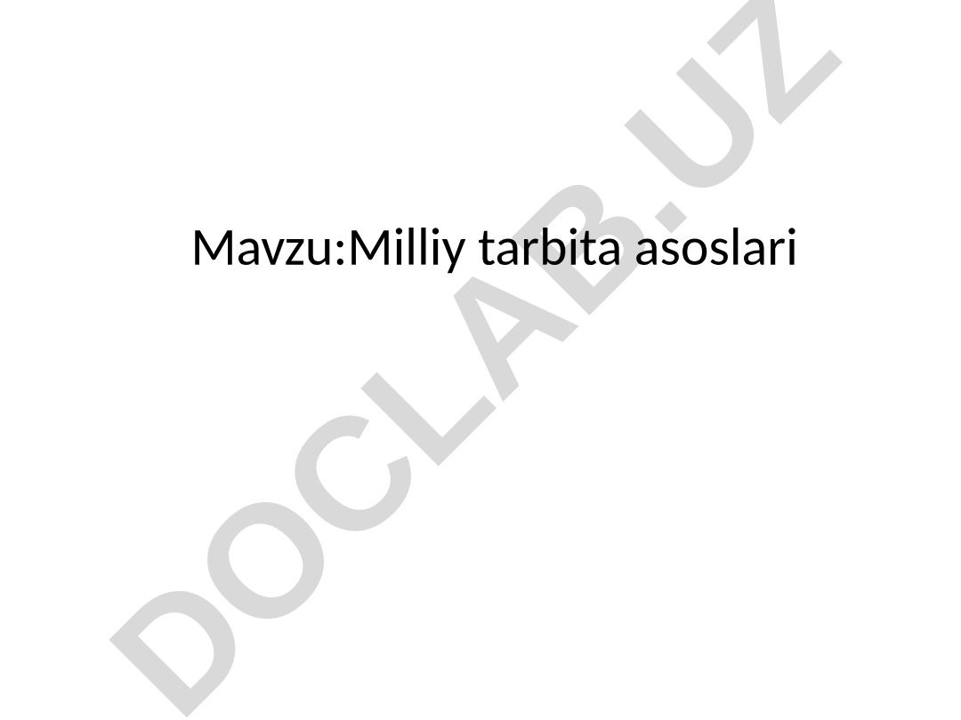 Milliy tarbiya asoslari