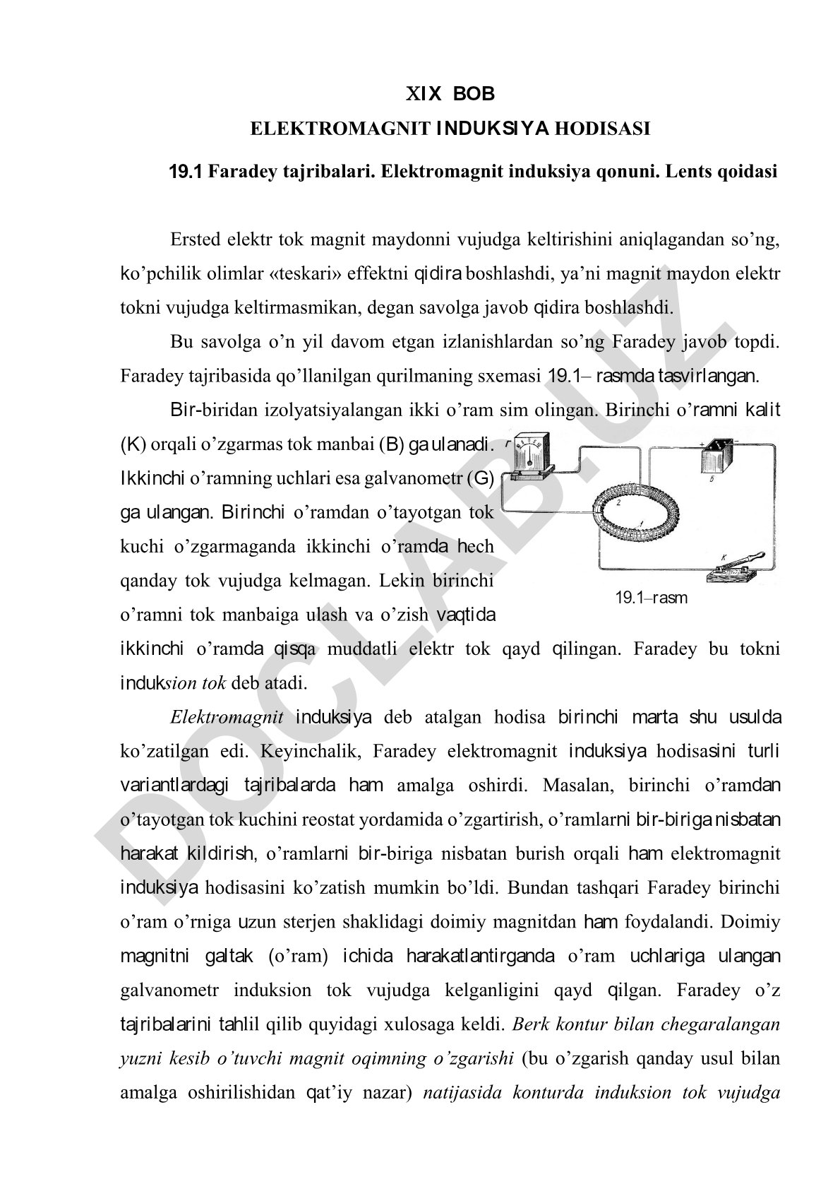 Elektromagnit induksiya hodisasi va Faradey tajribalari
