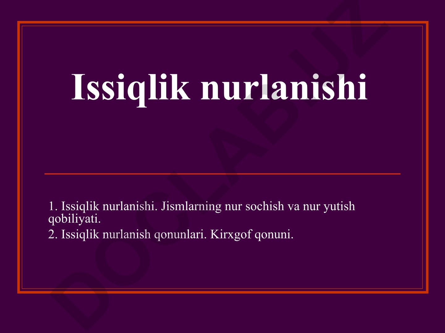 Issiqlik nurlanishi va Kirхgоf qоnuni