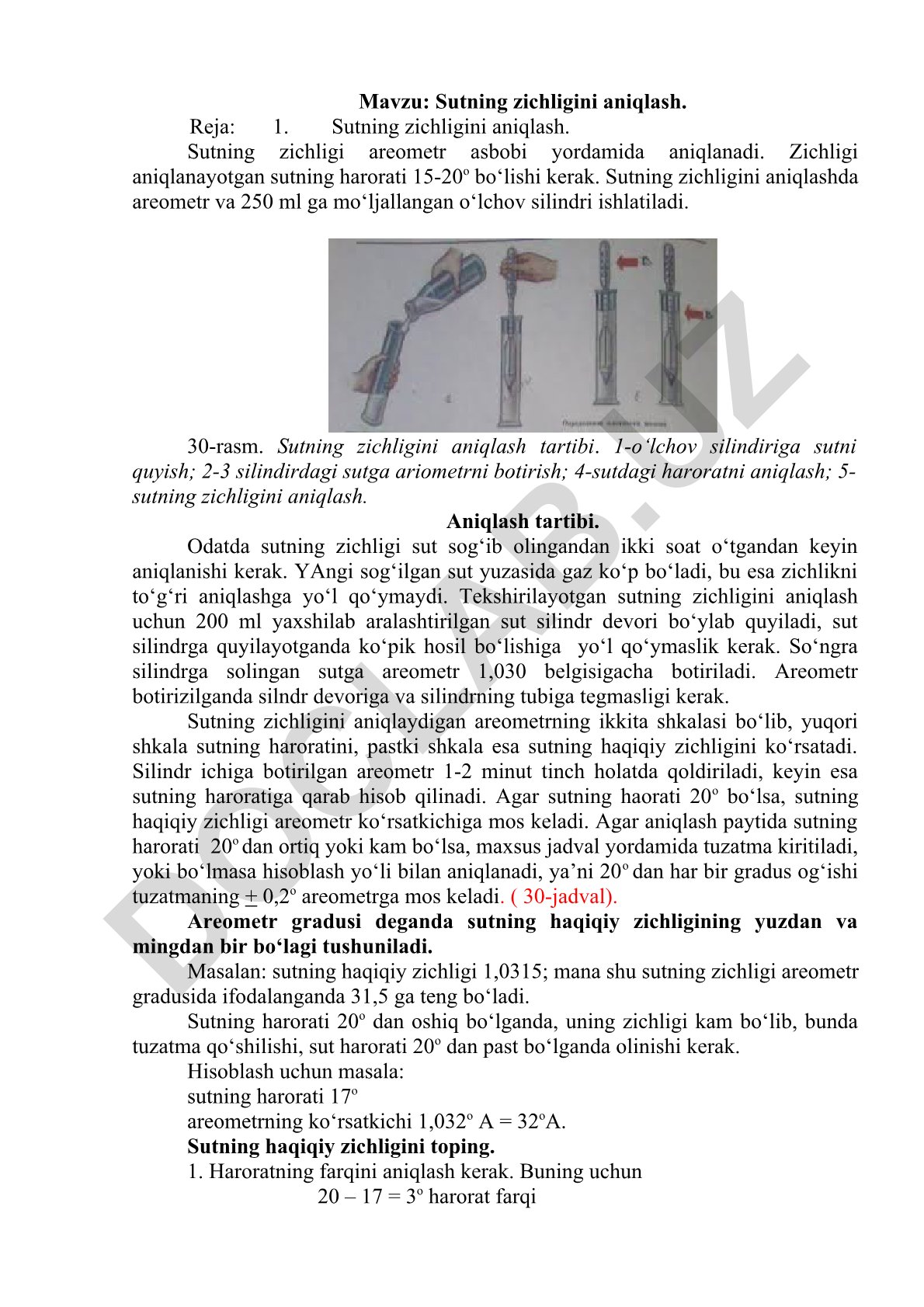 Sutning zichligini aniqlash