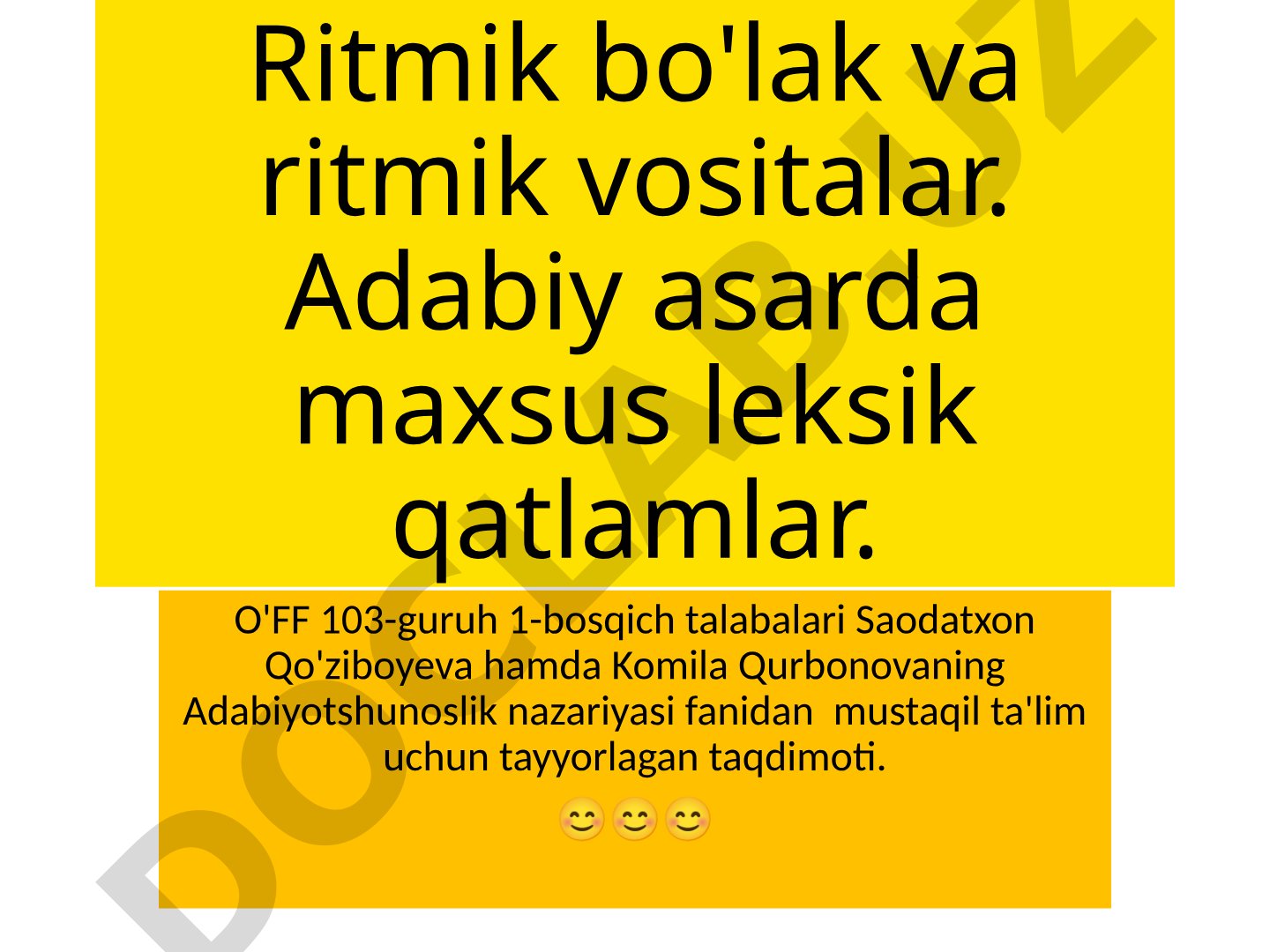 Ritmik bo'lak va ritmik vositalar. Adabiy asarda maxsus leksik qatlamlar