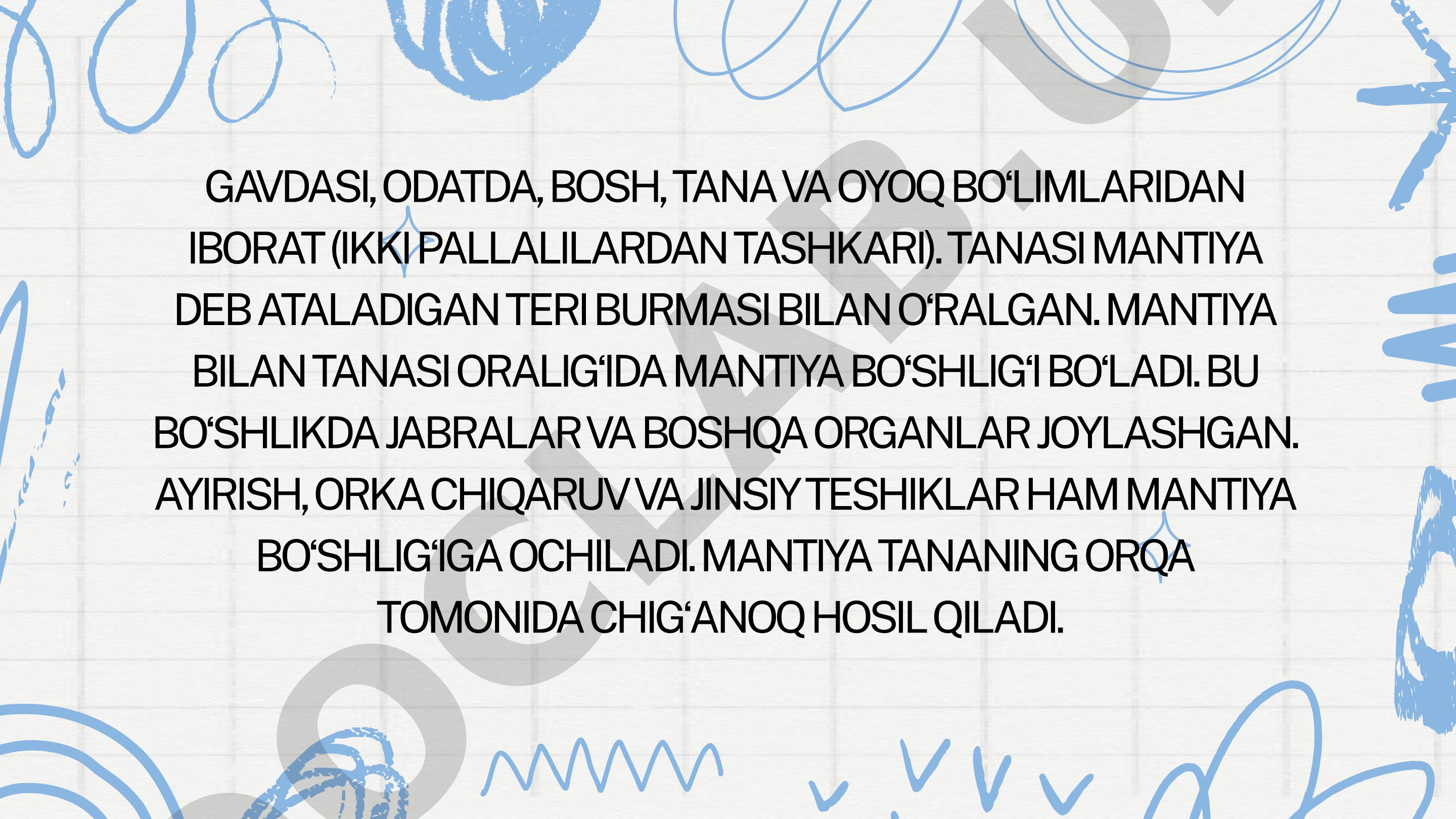 Mollyuskalar tanasining tuzilishi
