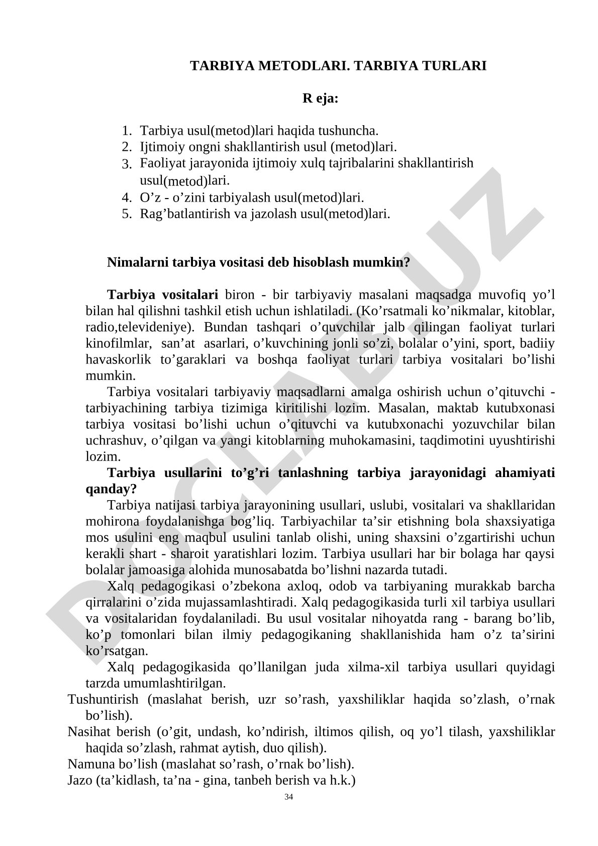 Tarbiya metodlari va turlari