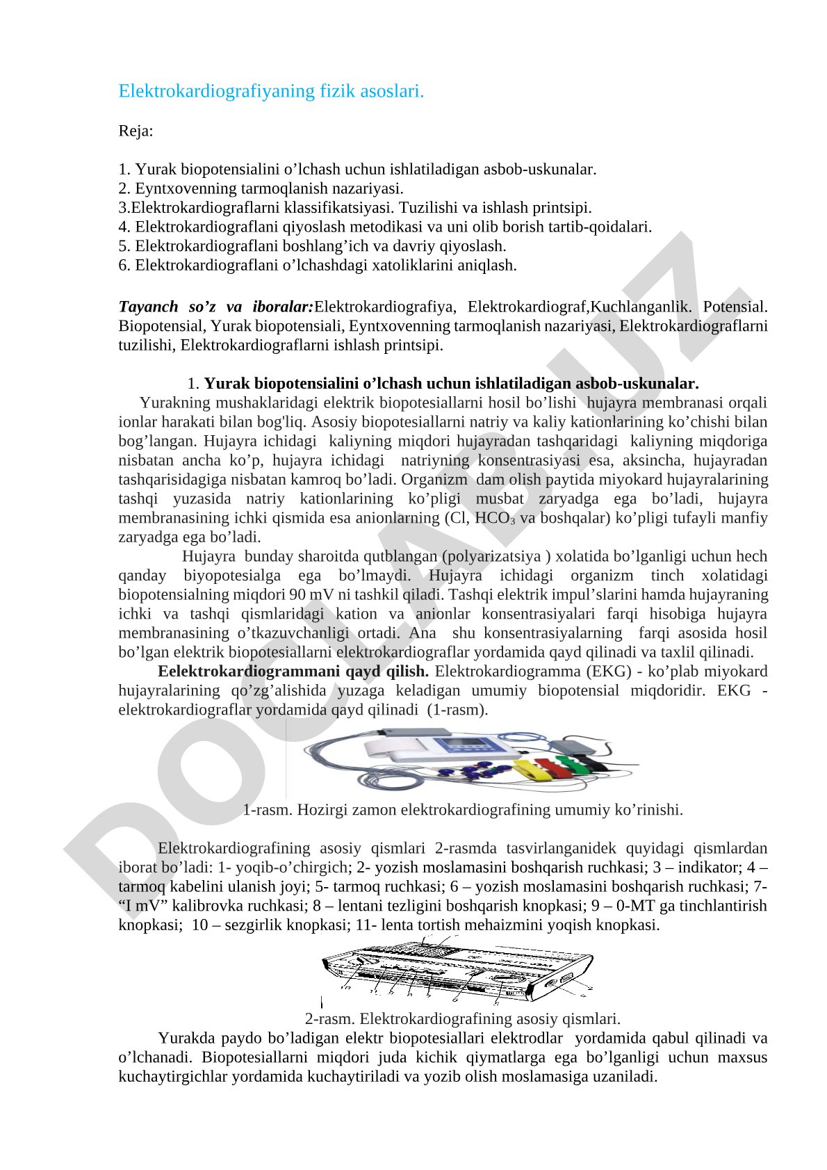Elektrokardiografiyaning fizik asoslari