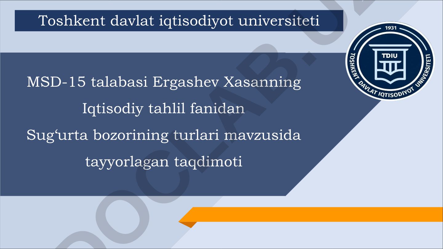 Sug‘urta bozorining turlari