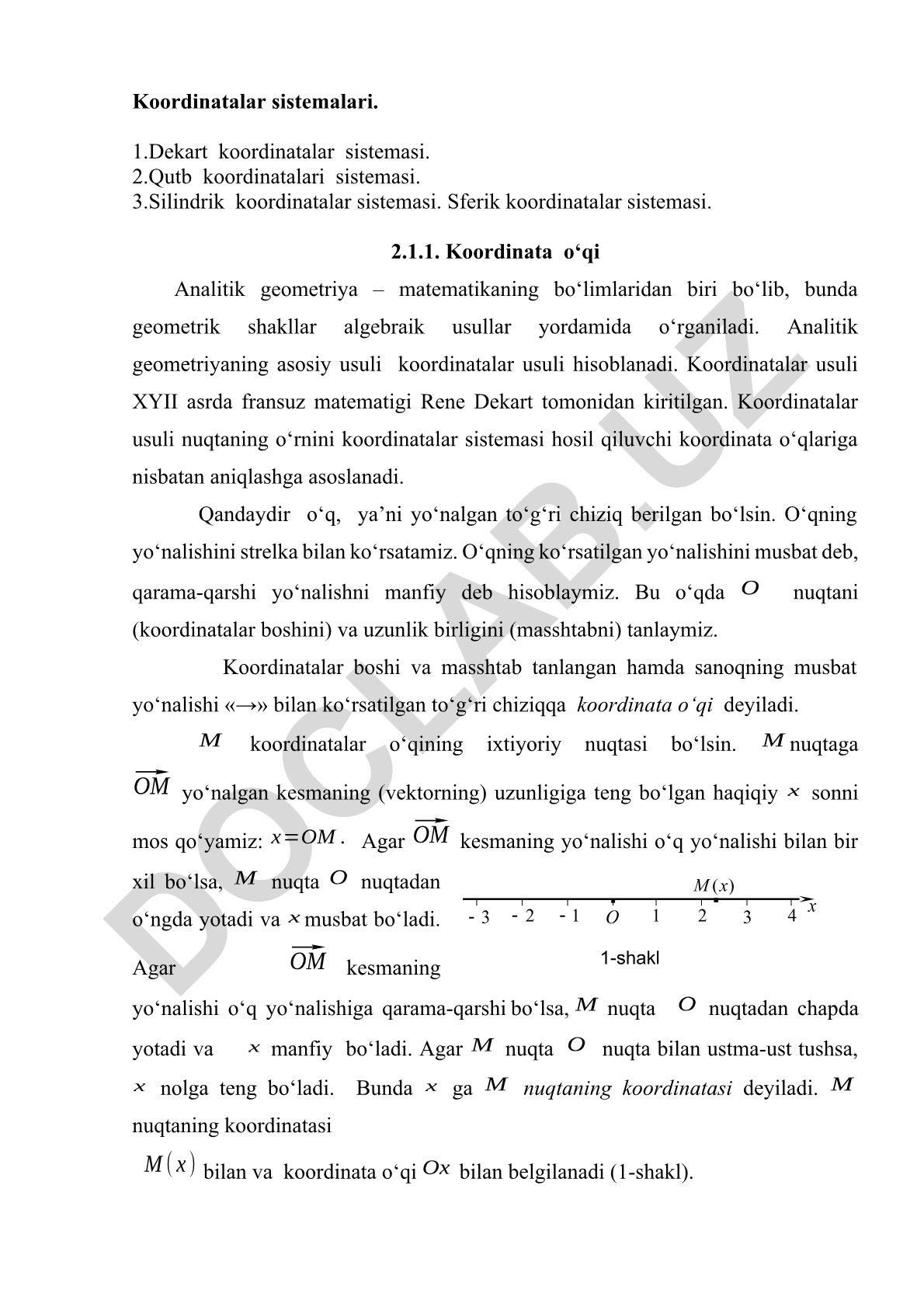 Koordinatalar sistemalari va analitik geometriya