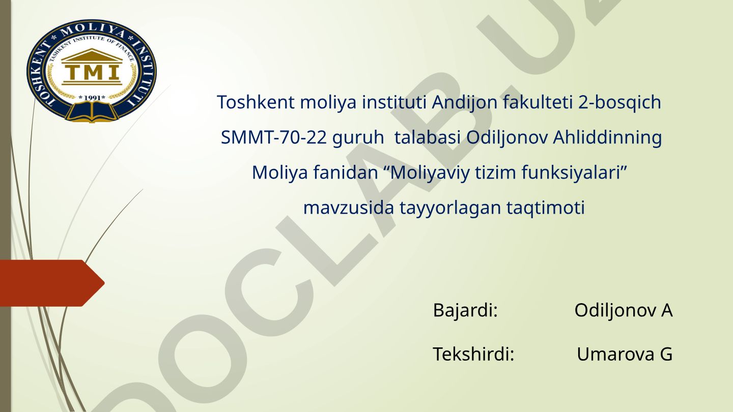 Moliyaviy tizim funksiyalari