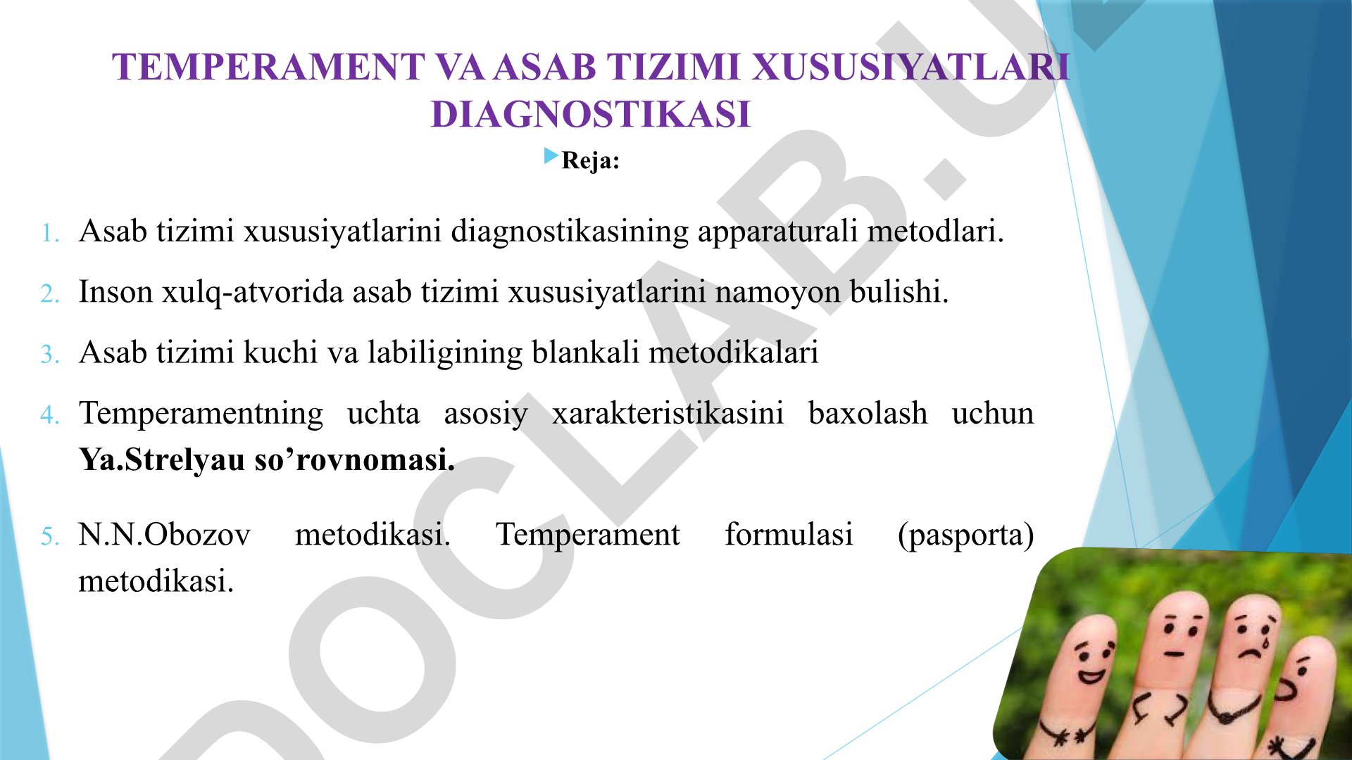 Asab tizimi xususiyatlarini diagnostikasining apparaturali metodlari