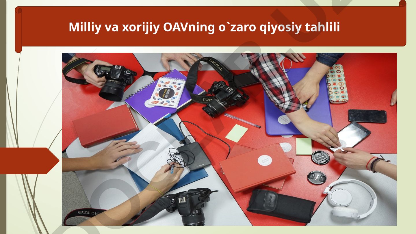 Milliy va xorijiy OAVning o'zaro qiyosiy tahlili