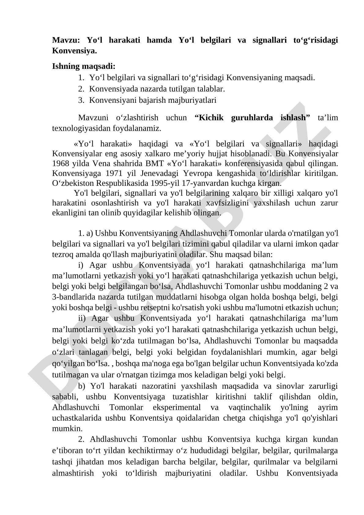 Yo‘l harakati hamda Yo‘l belgilari va signallari to‘g‘risidagi Konvensiya
