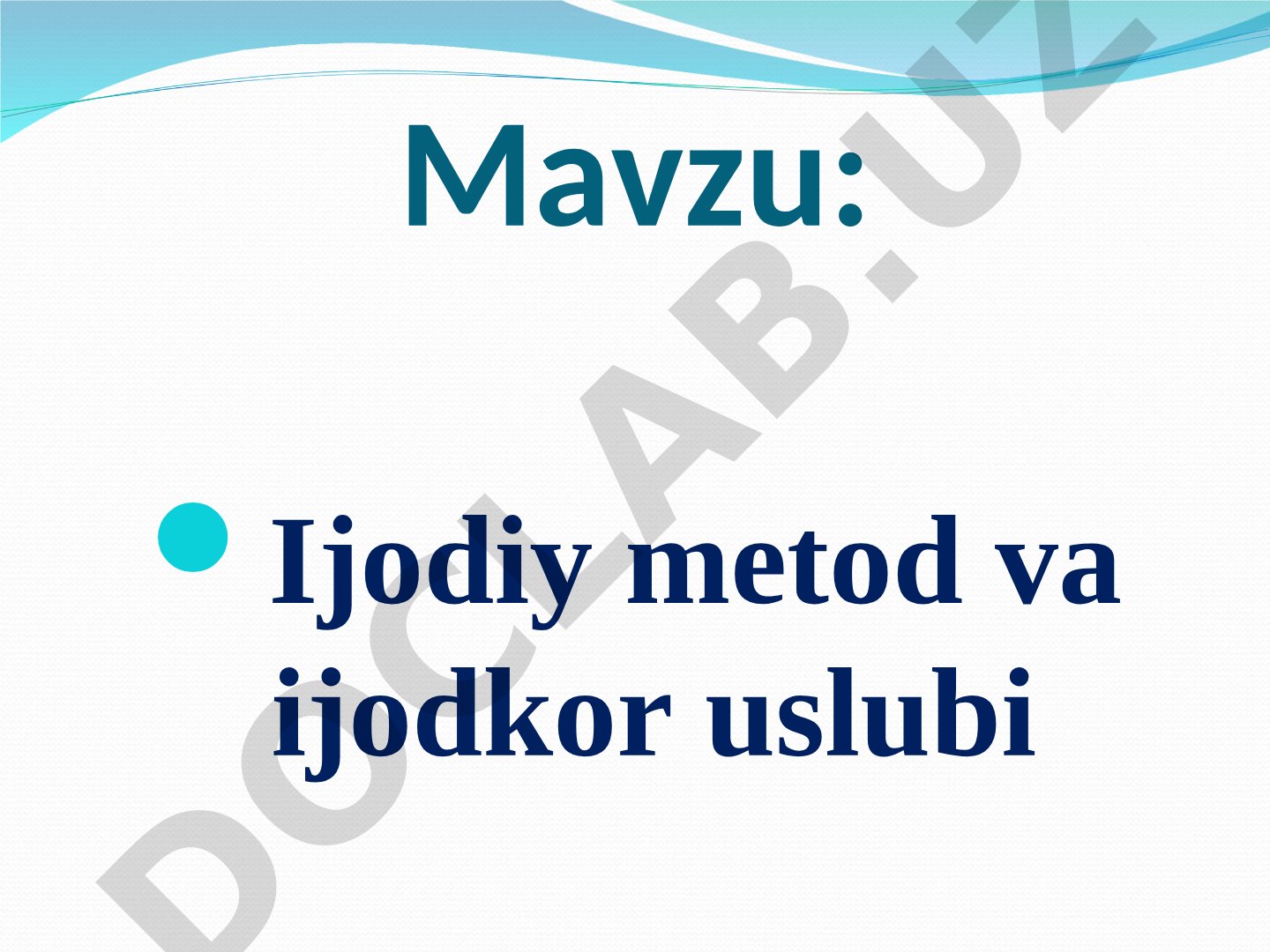 Ijodiy metod va ijodkor uslubi