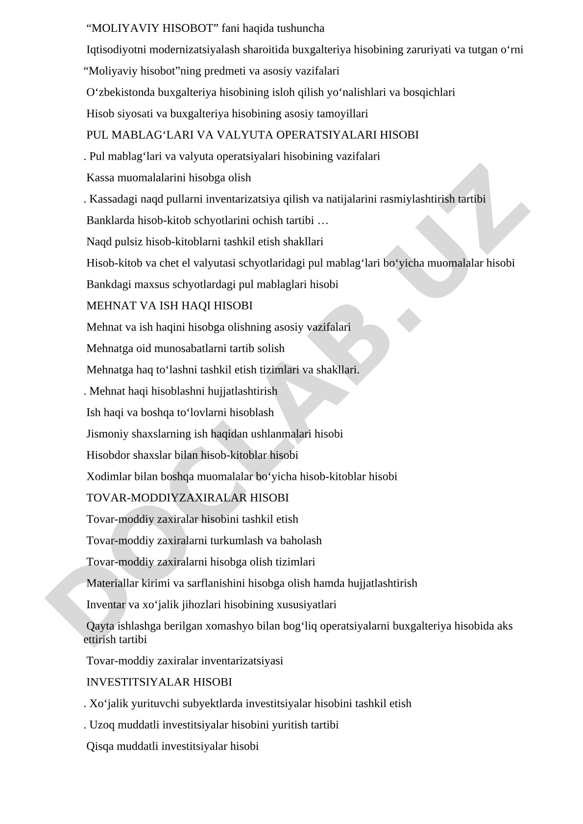 Moliyaviy hisobot fani haqida tushuncha