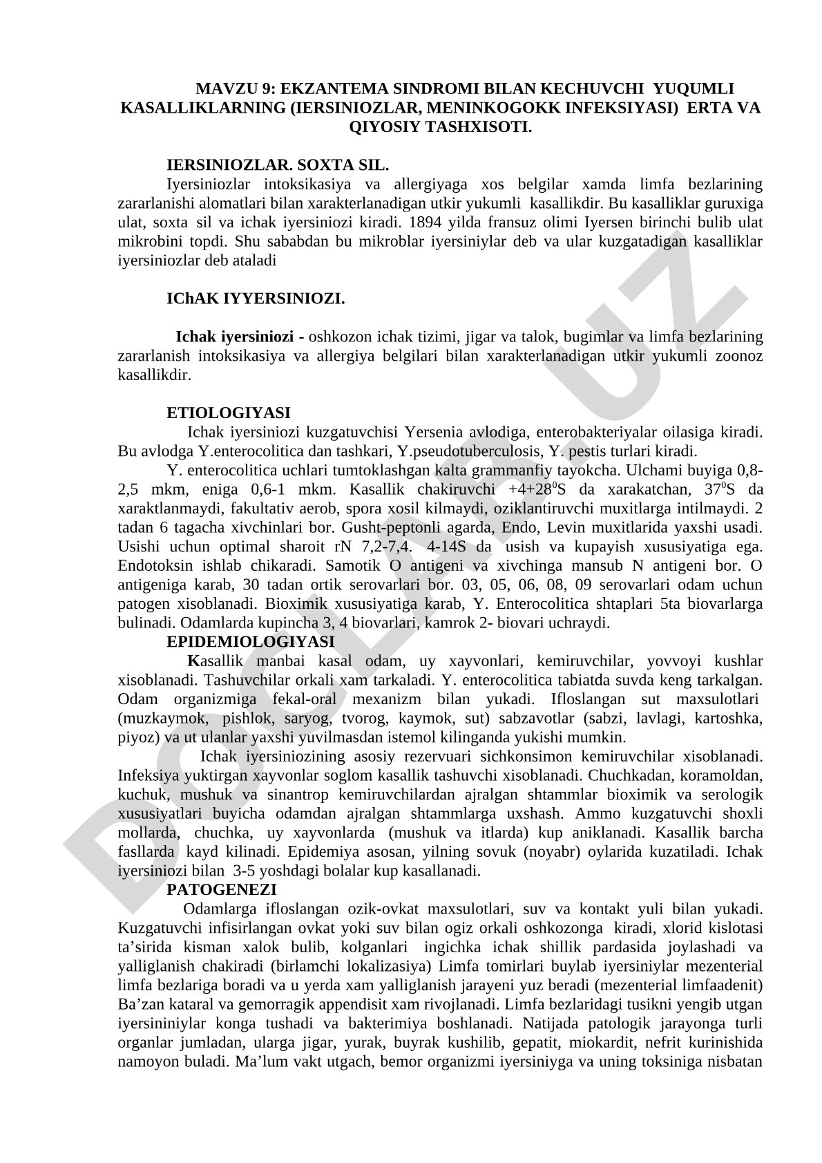 Ekzantema sindromi bilan kechuvchi yuqumli kasalliklarning erta va qiyosiy tashxisoti
