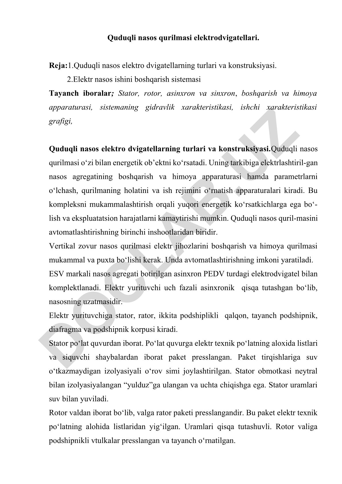 Quduqli nasos qurilmasi elektrodvigatellari
