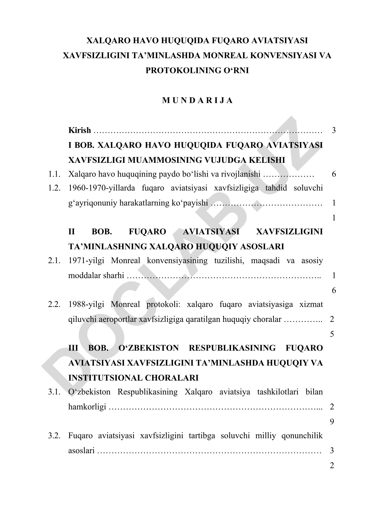 Xalqaro havo huquqida fuqaro aviatsiyasi xavfsizligini ta’minlashda Monreal konvensiyasi va protokolining o‘rni