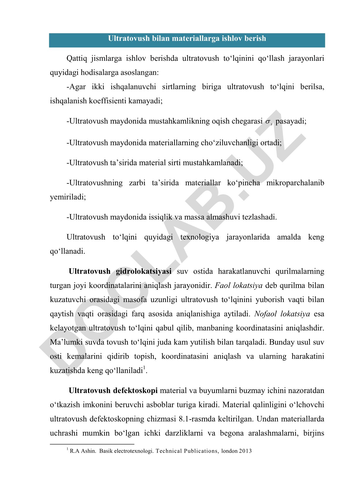 Ultratovush bilan materiallarga ishlov berish