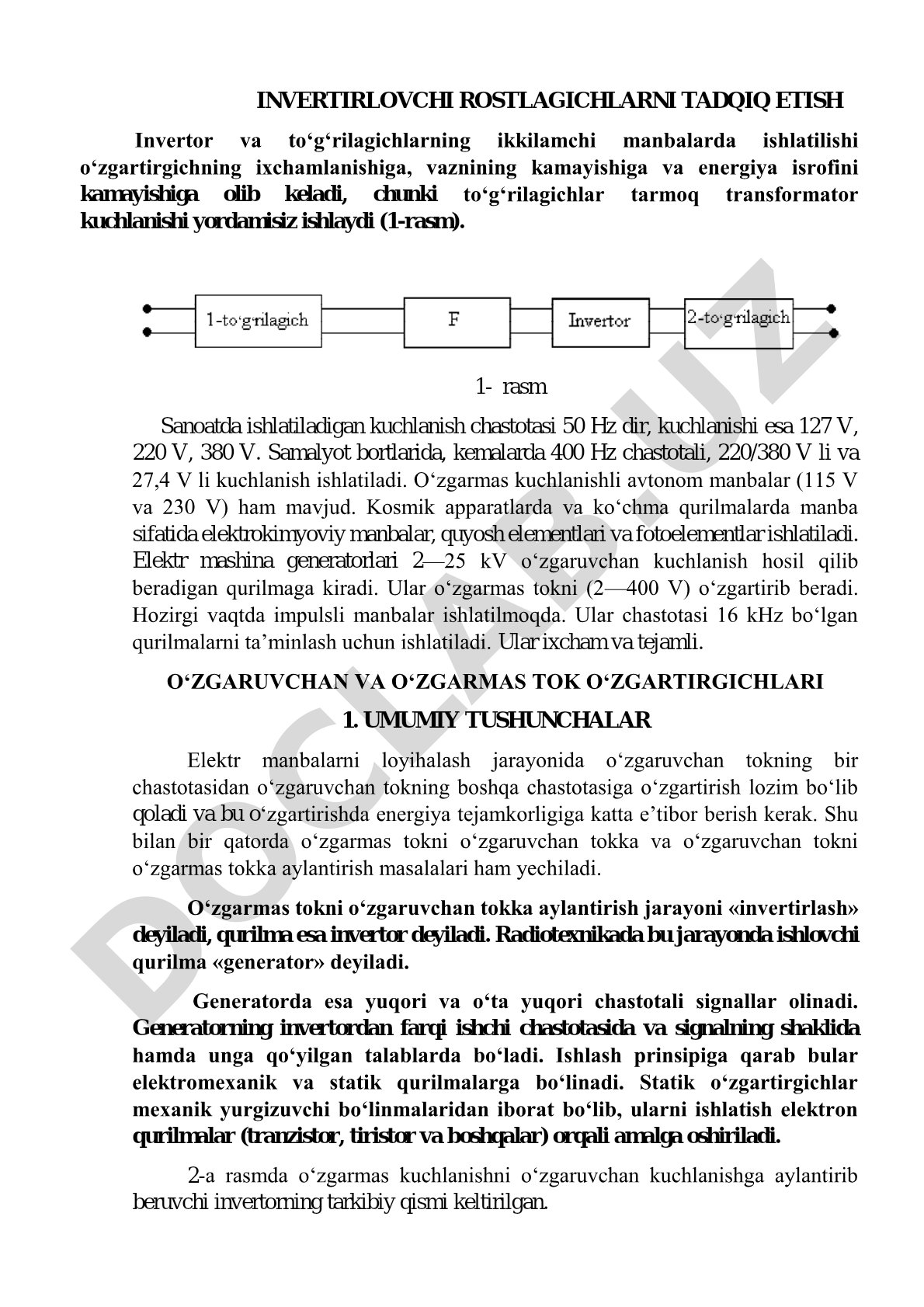 Invertirlovchi rostlagichlarni tadqiq etish
