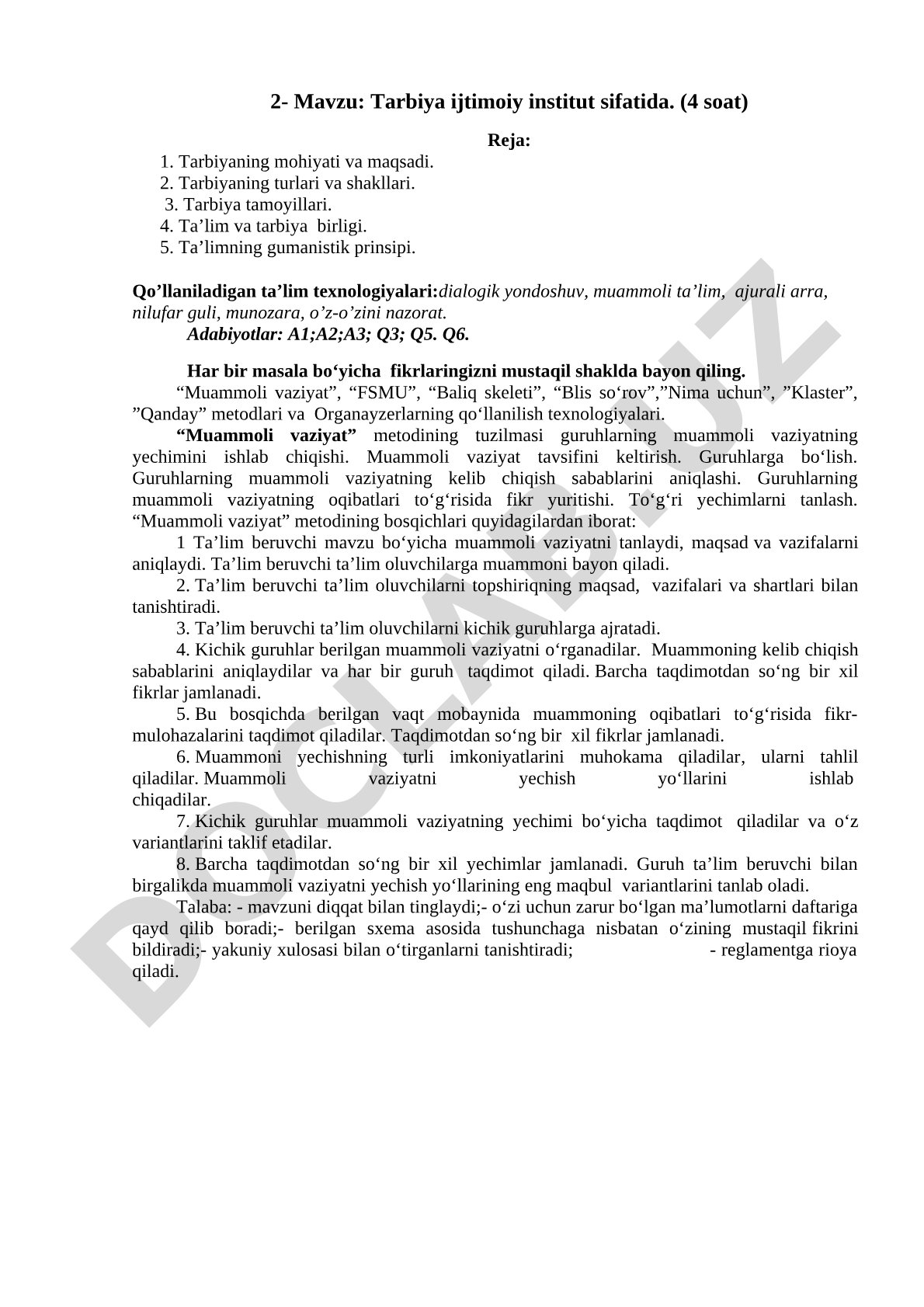 Tarbiya ijtimoiy institut sifatida