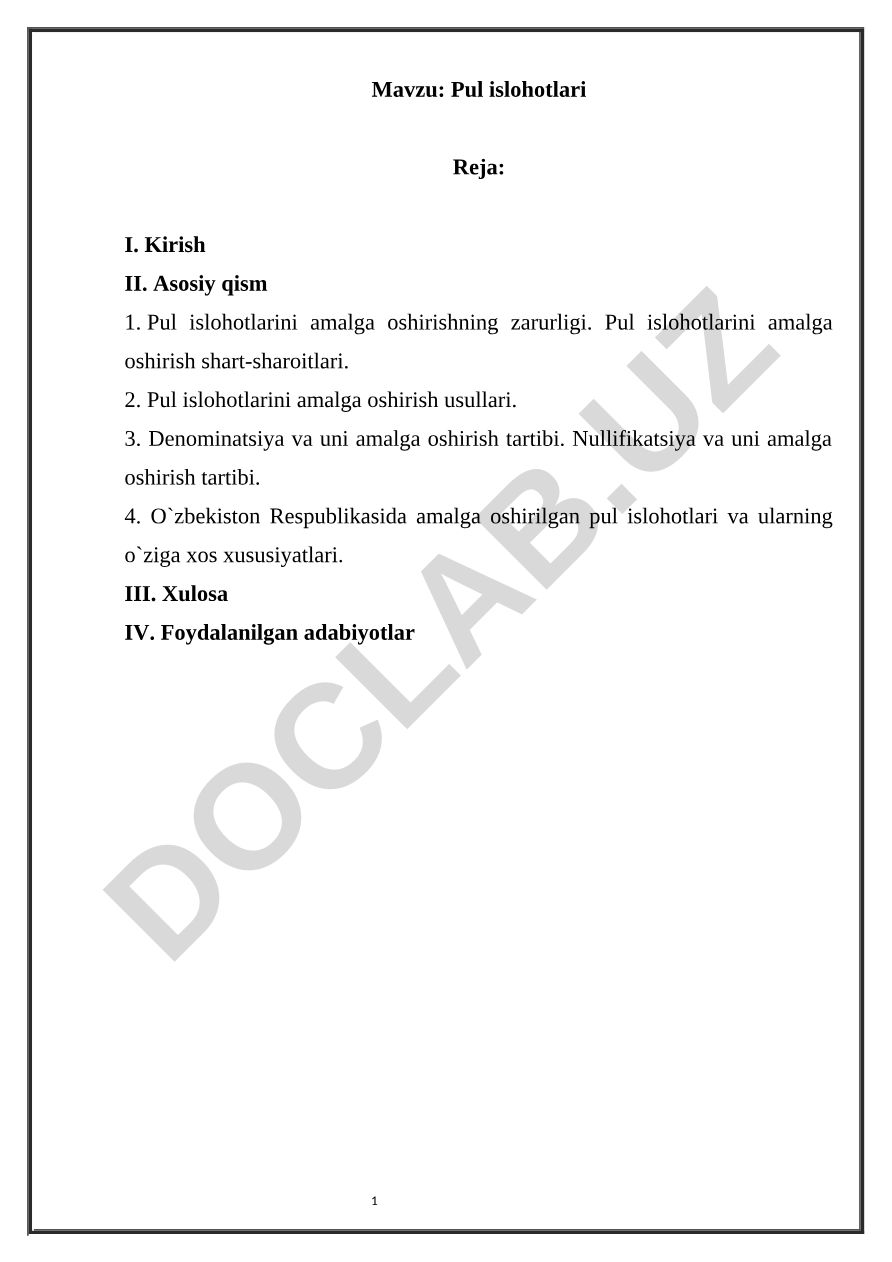 Pul islohotlari
