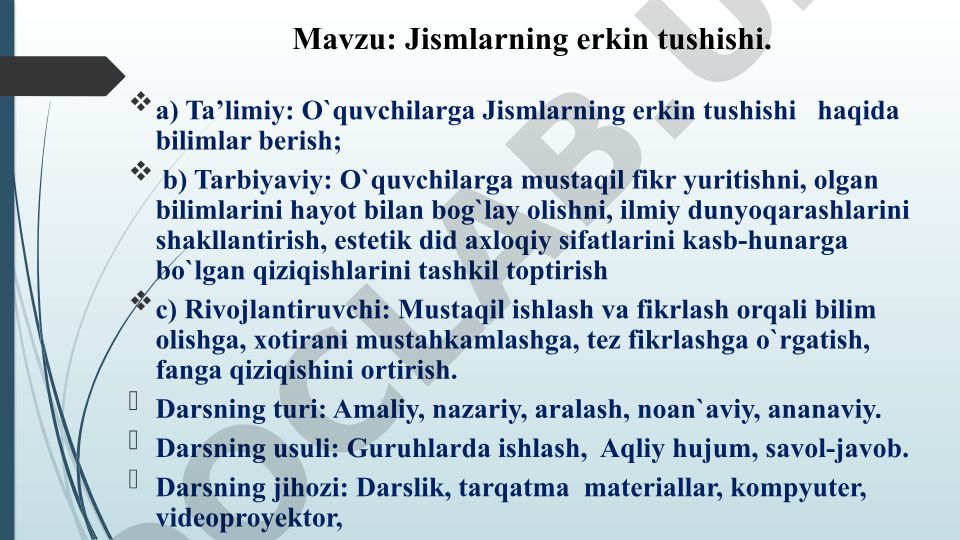 Jismlarning erkin tushishi