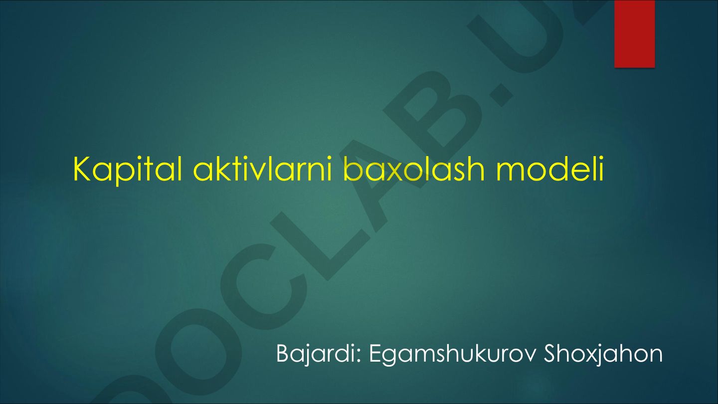 Kapital aktivlarni baxolash modeli