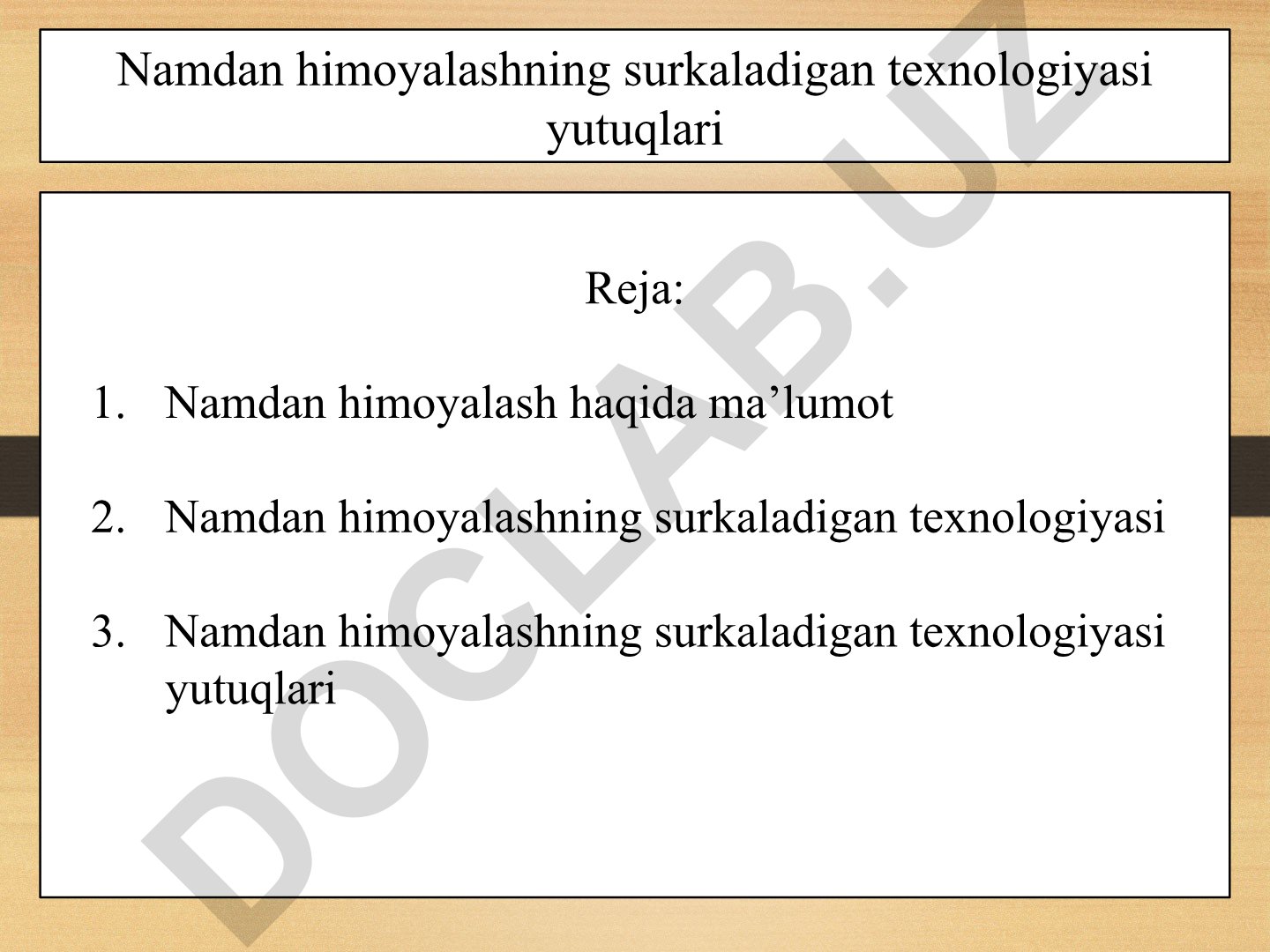 Namdan himoyalashning surkaladigan texnologiyasi yutuqlari