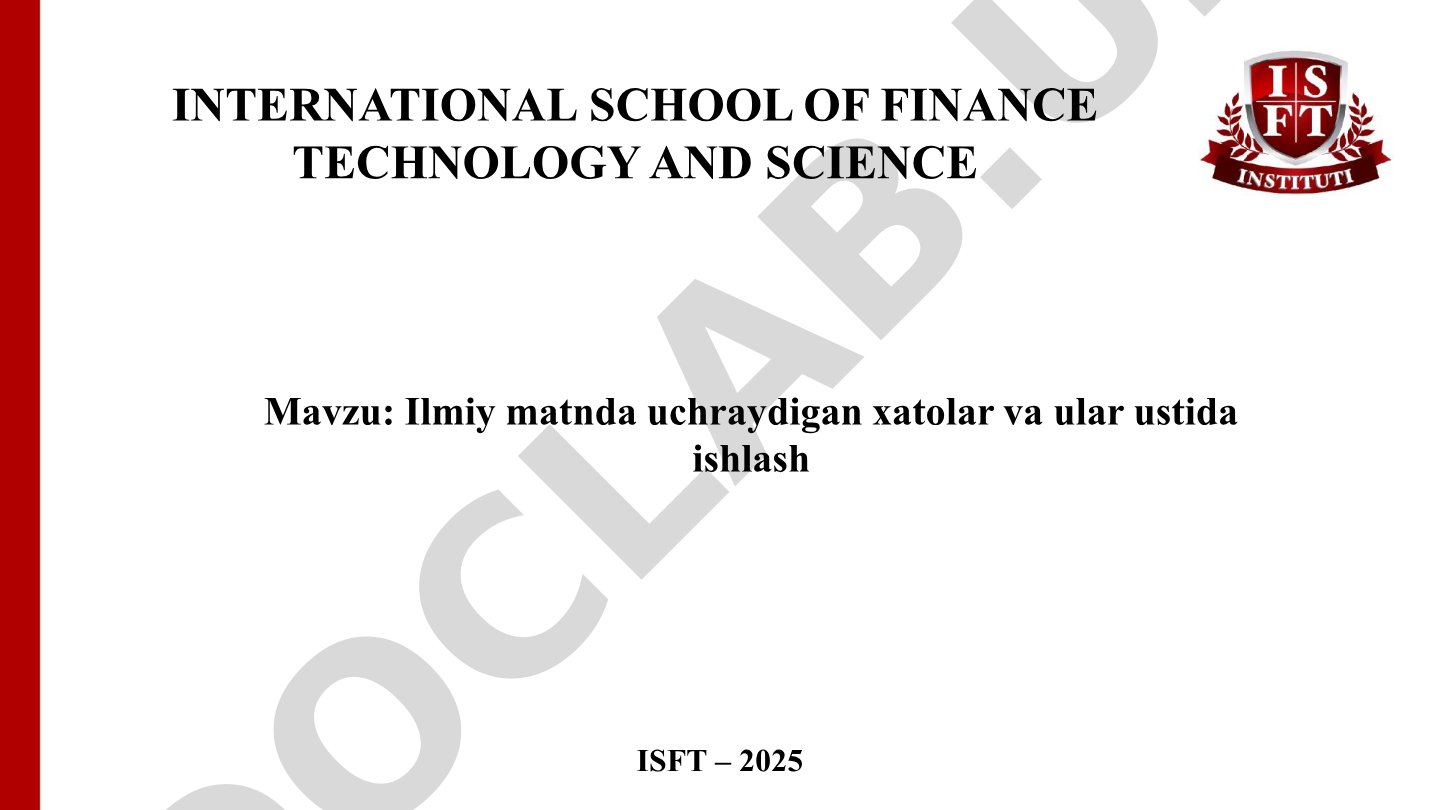 Ilmiy matnda uchraydigan xatolar va ular ustida ishlash