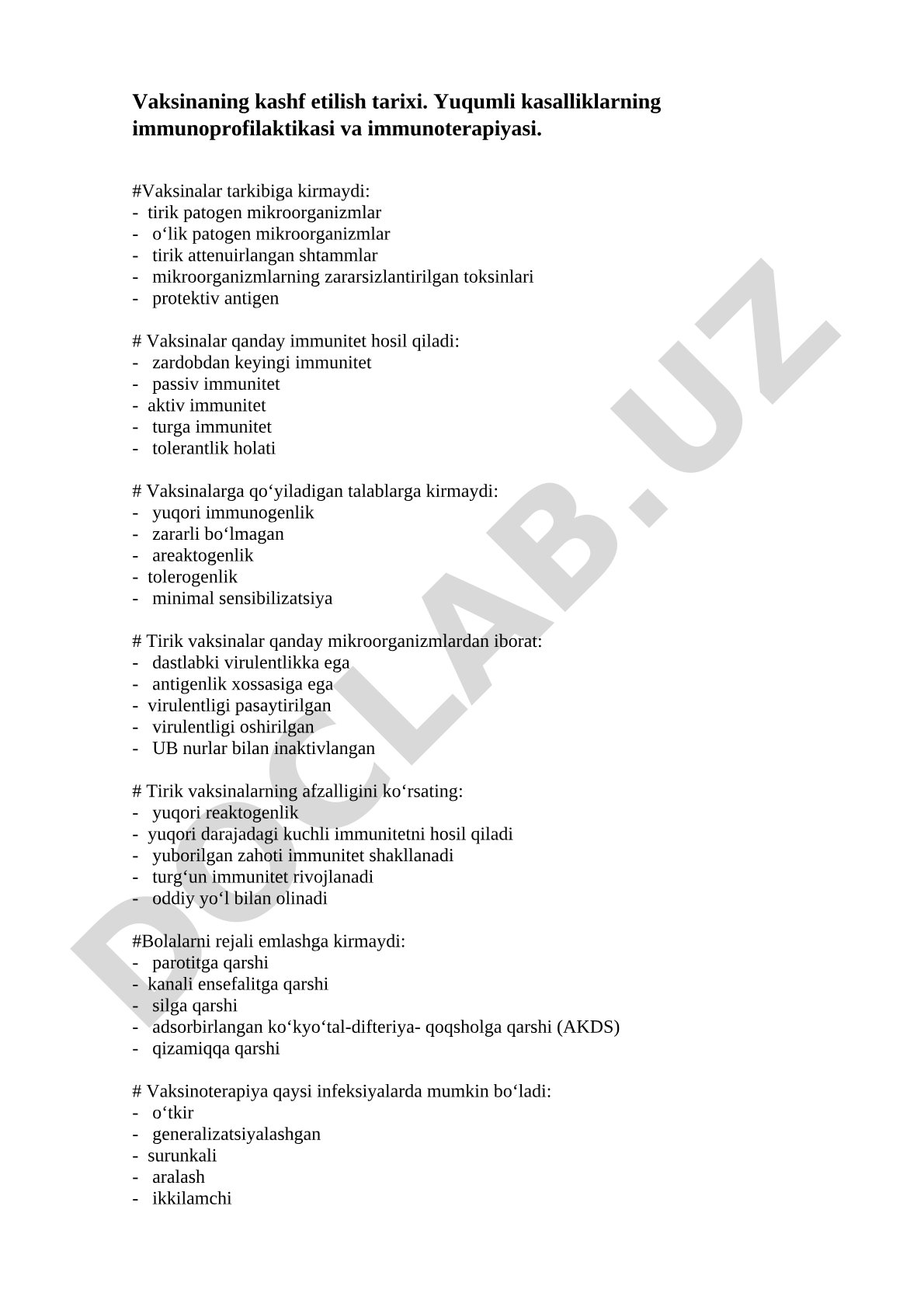 Vaksinaning kashf etilish tarixi va immunoprofilaktika