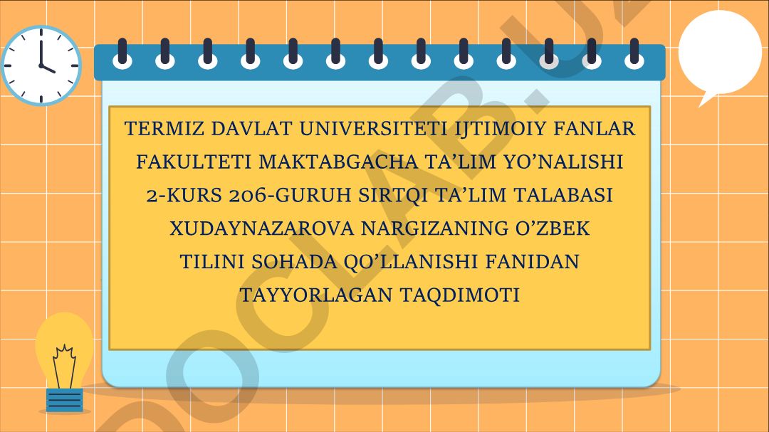 O'zbek tilini sohada qo'llanishi