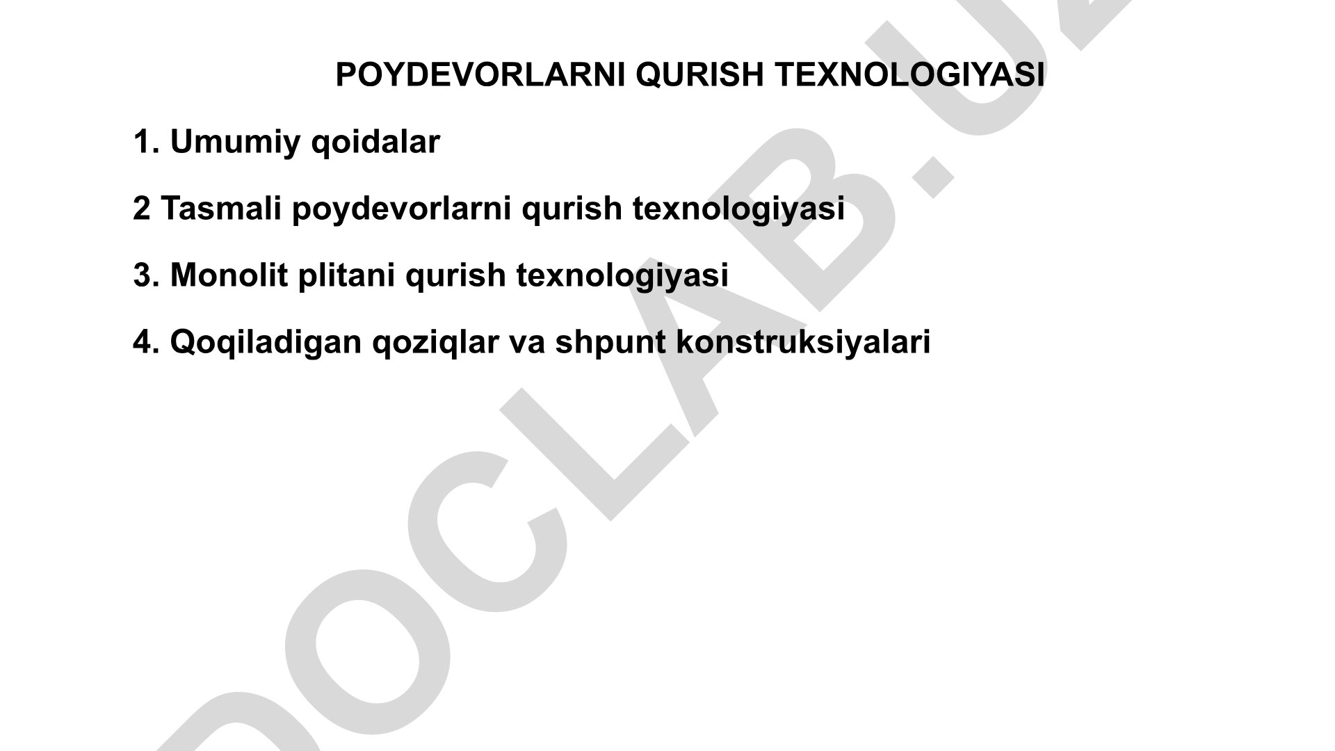 Poydevorlarni qurish texnologiyasi