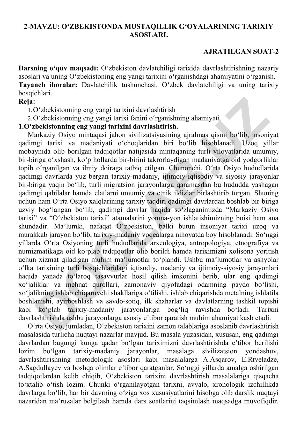 Oʻzbekistonda mustaqillik gʻoyalarining tarixiy asoslari