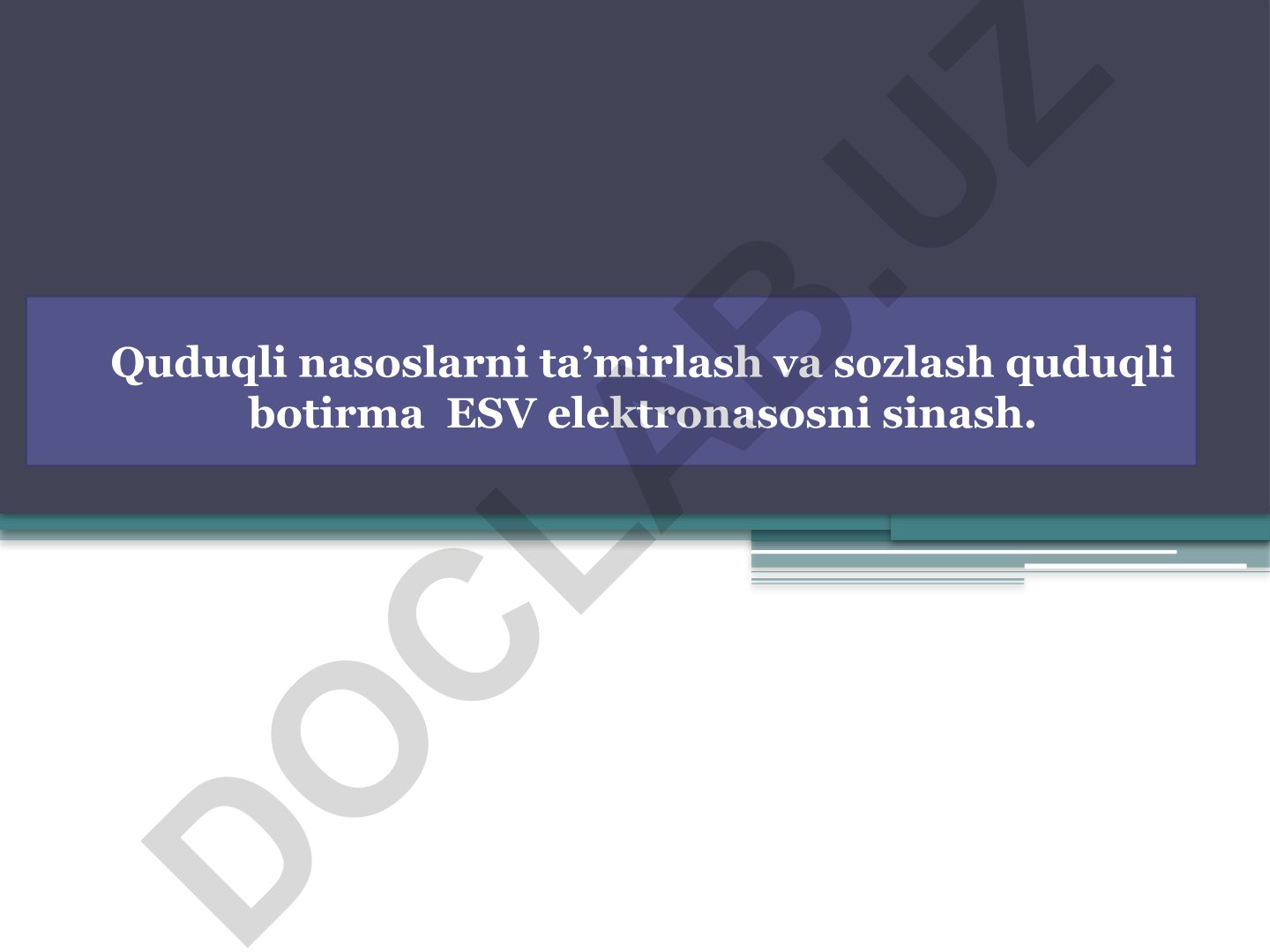 Quduqli botirilgan ESV elektr nasosini sinash