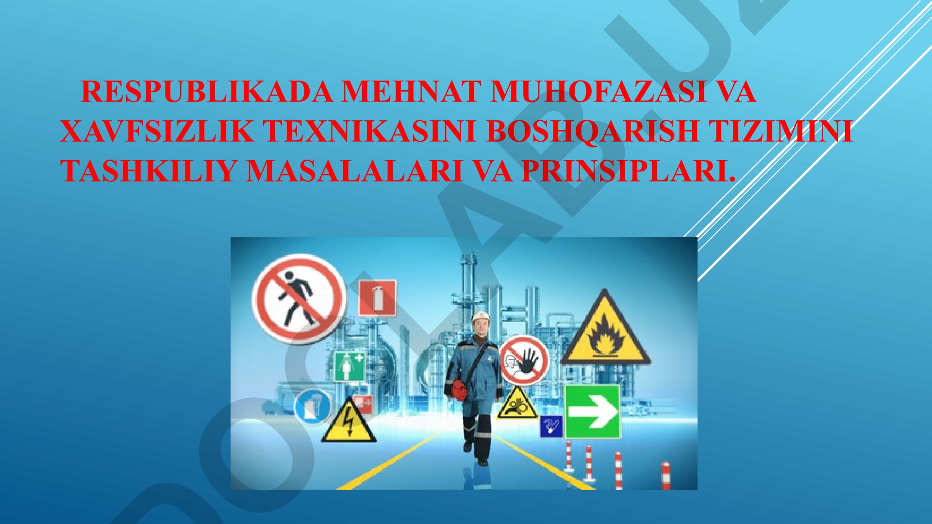 Mehnat muhofazasi va xavfsizlik texnikasini boshqarish tizimining tashkiliy masalalari va prinsiplari