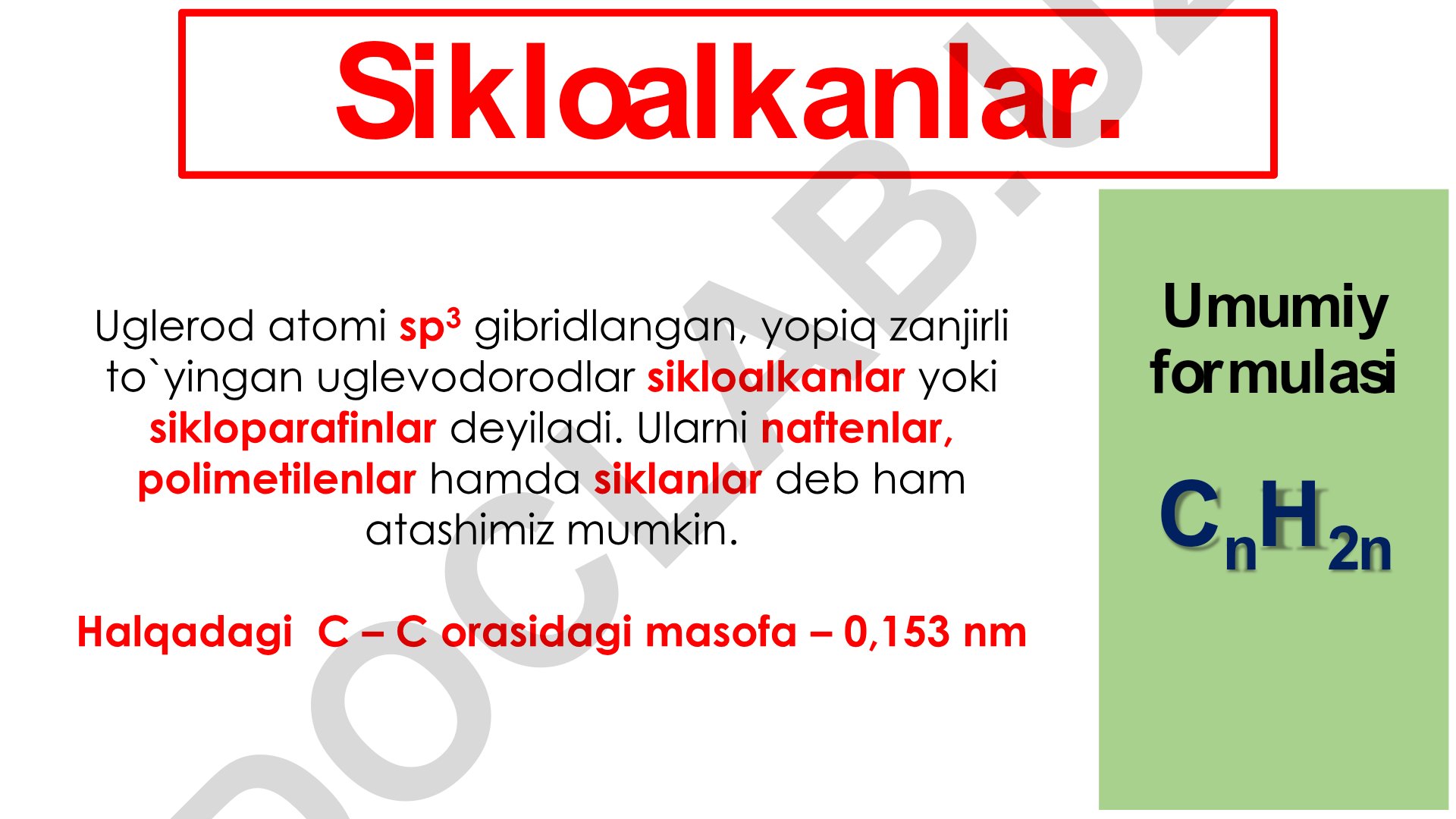 Sikloalkanlar: tuzilishi, izomeriyasi va nomlanishi