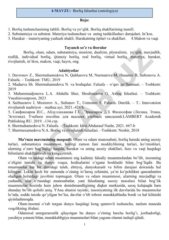 Borliq falsafasi (ontologiya)
