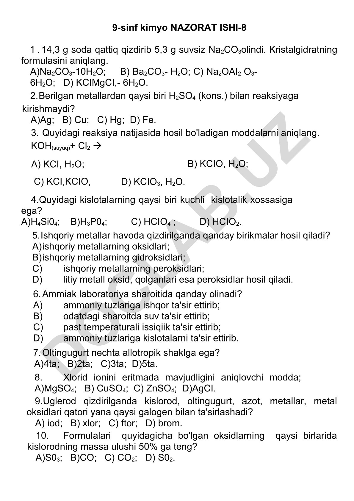 9-sinf kimyo nazorat ishi-8