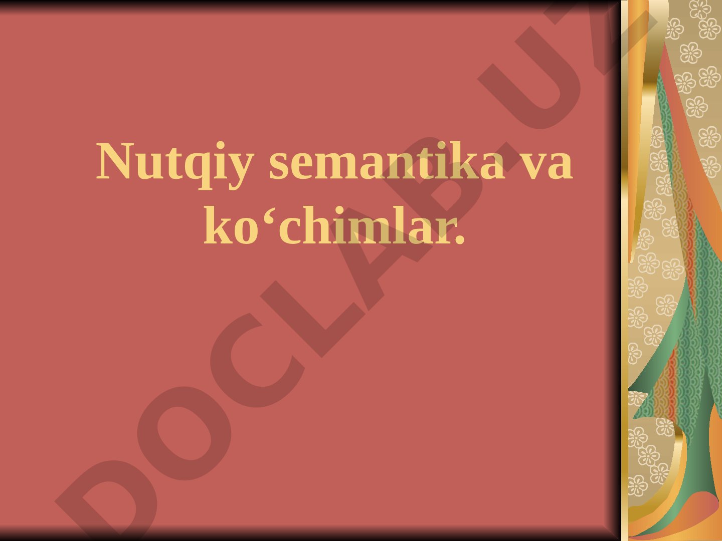 Nutqiy semantika va ko‘chimlar