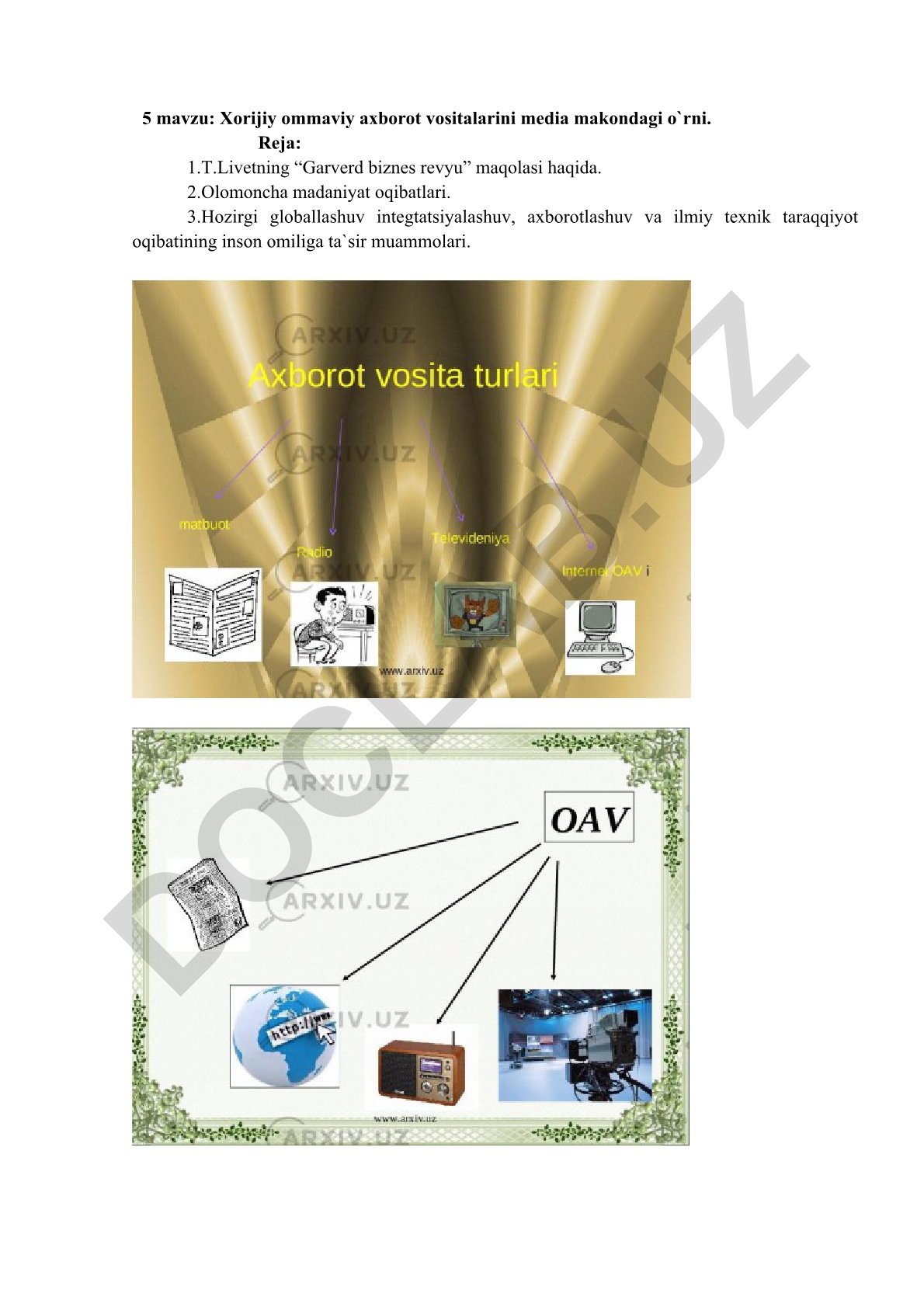 Xorijiy ommaviy axborot vositalarini media makondagi o`rni