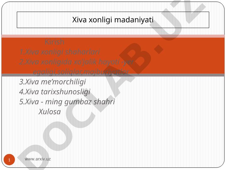 Xiva xonligi tarixi, madaniyati va shaharlari