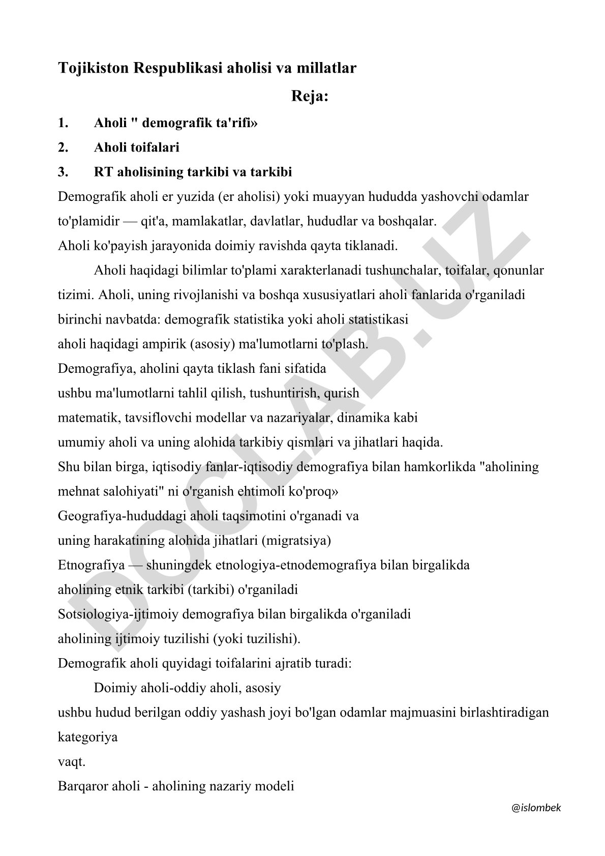 Tojikiston Respublikasi aholisi va millatlar